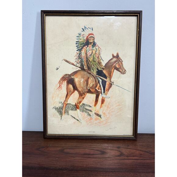 Frederic Remington “A Sioux Chief” 1956 Penn Prints 13” x 17” - Picture 1 of 7